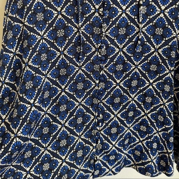 FREE PEOPLE Button down mini blue melody geometric pattern dress - Picture 7 of 12